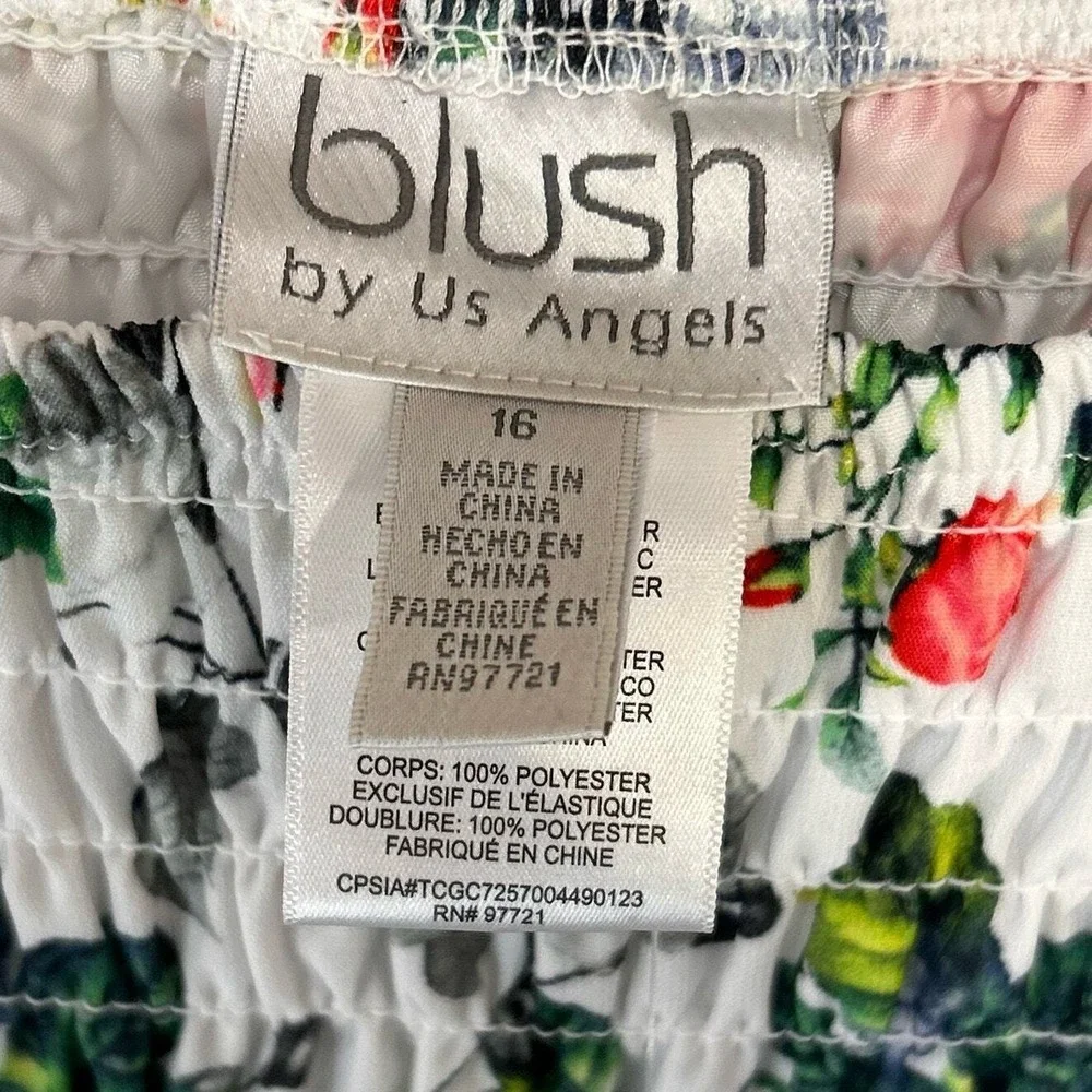Blush by Us Angels Girls Dress 16 White Floral Smocked Sleeveless Fit & Flare‎